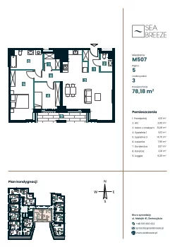 3 pokoje, apartament 78,18 m², piętro 5, oferta nr M507, SeaBreeze, Świnoujście, Osiedle Matejki, ul. Jana Matejki 41