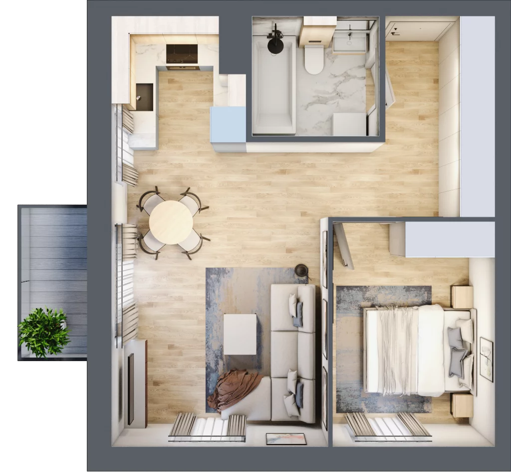 2 pokoje, mieszkanie 44,97 m², piętro 4, oferta nr 20B/18, Vivant Home, Świdnica, ul. Parkowa 20