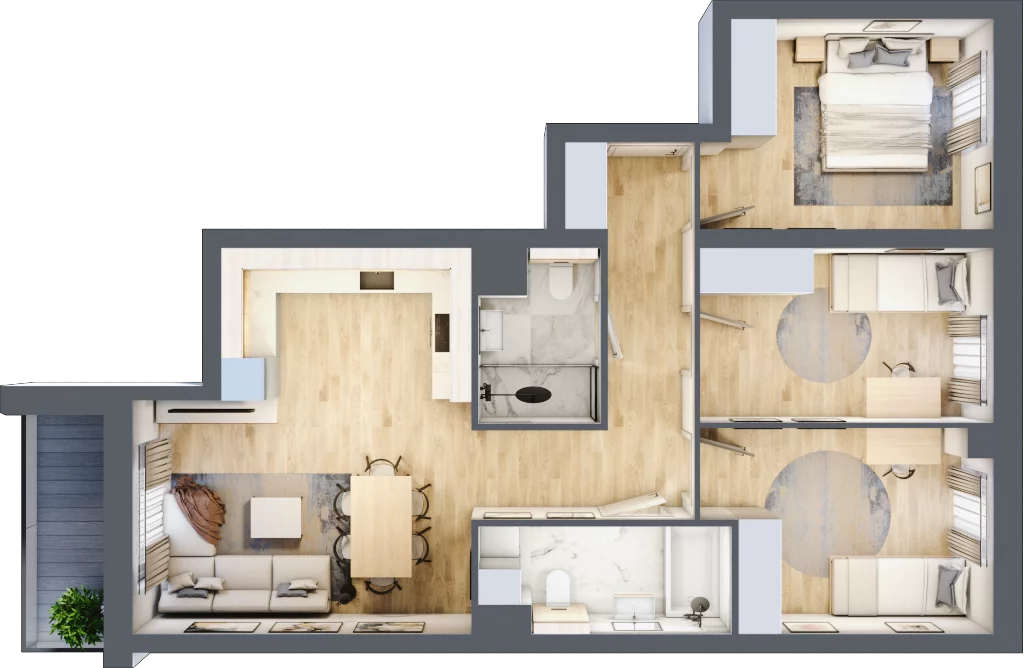4 pokoje, mieszkanie 74,46 m², piętro 1, oferta nr 20C/8, Vivant Home, Świdnica, ul. Parkowa 20