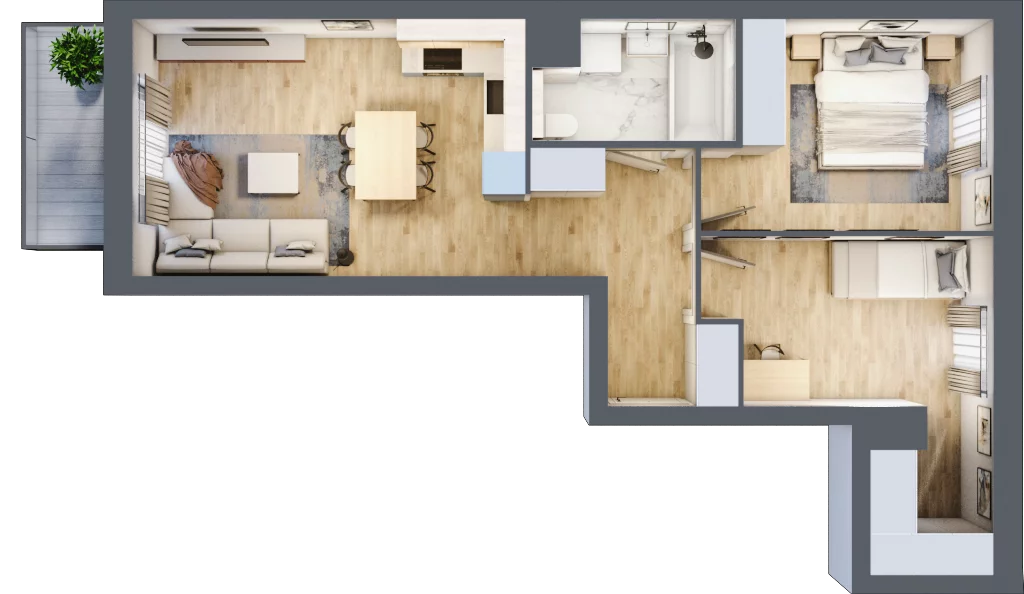 3 pokoje, mieszkanie 55,61 m², piętro 3, oferta nr 20B/16, Vivant Home, Świdnica, ul. Parkowa 20