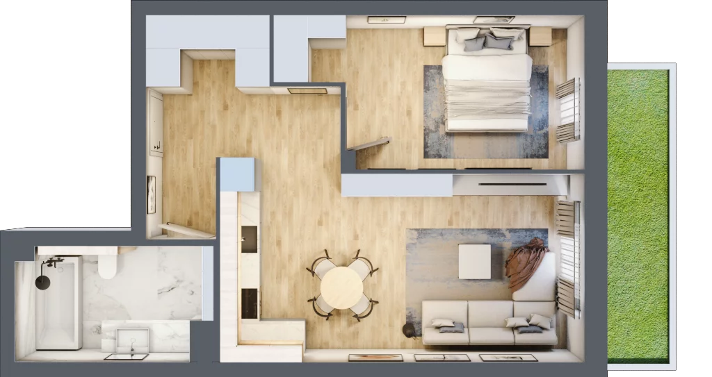 2 pokoje, mieszkanie 50,89 m², parter, oferta nr D01/0/5/2, Przystań Droga Polna, Świdnica, ul. Polna Droga
