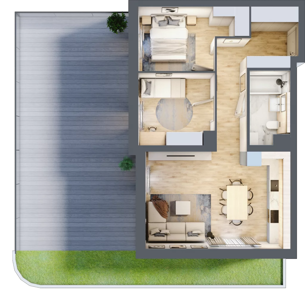 3 pokoje, mieszkanie 60,04 m², parter, oferta nr D01/0/7/3, Przystań Droga Polna, Świdnica, ul. Polna Droga