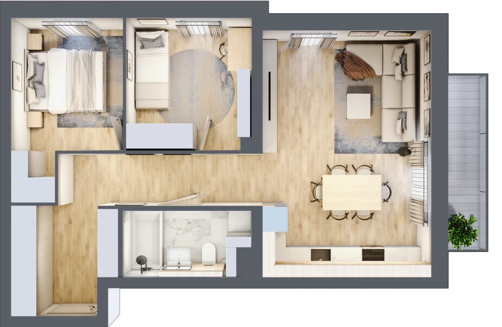 3 pokoje, mieszkanie 60,46 m², piętro 1, oferta nr D01/1/4/3, Przystań Droga Polna, Świdnica, ul. Polna Droga