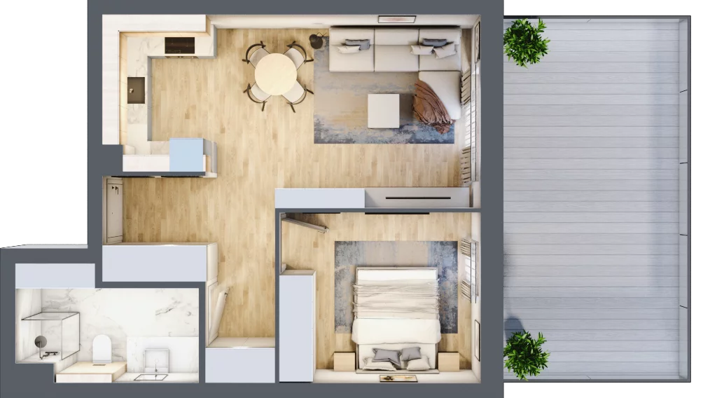 2 pokoje, mieszkanie 46,80 m², parter, oferta nr E01/0/4/2, Przystań Droga Polna, Świdnica, ul. Polna Droga