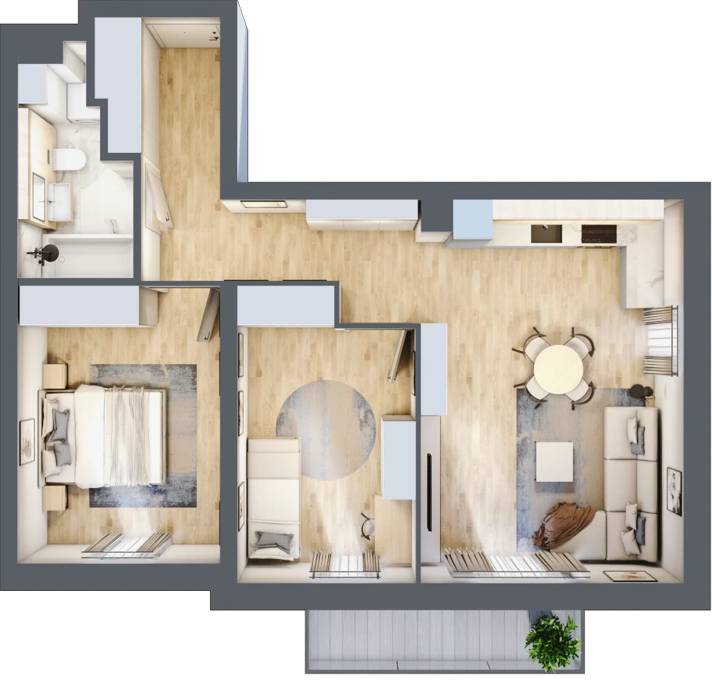 3 pokoje, mieszkanie 63,42 m², piętro 1, oferta nr E01/1/6/3, Przystań Droga Polna, Świdnica, ul. Polna Droga