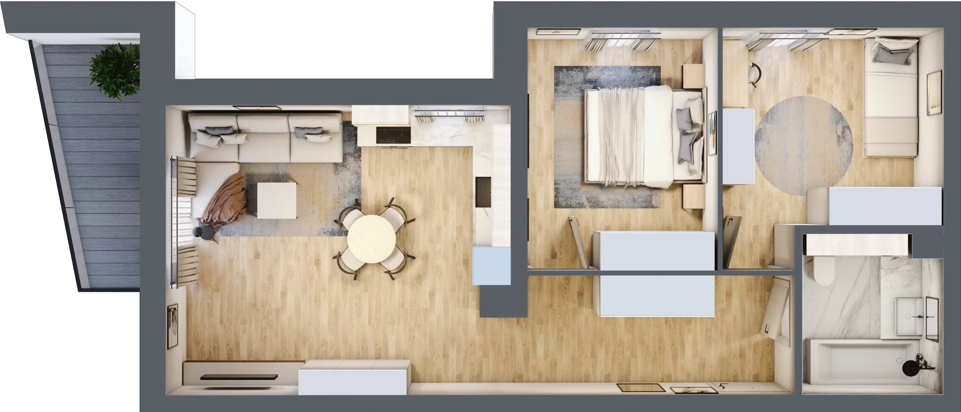3 pokoje, mieszkanie 61,36 m², piętro 2, oferta nr E01/2/8/3, Przystań Droga Polna, Świdnica, ul. Polna Droga