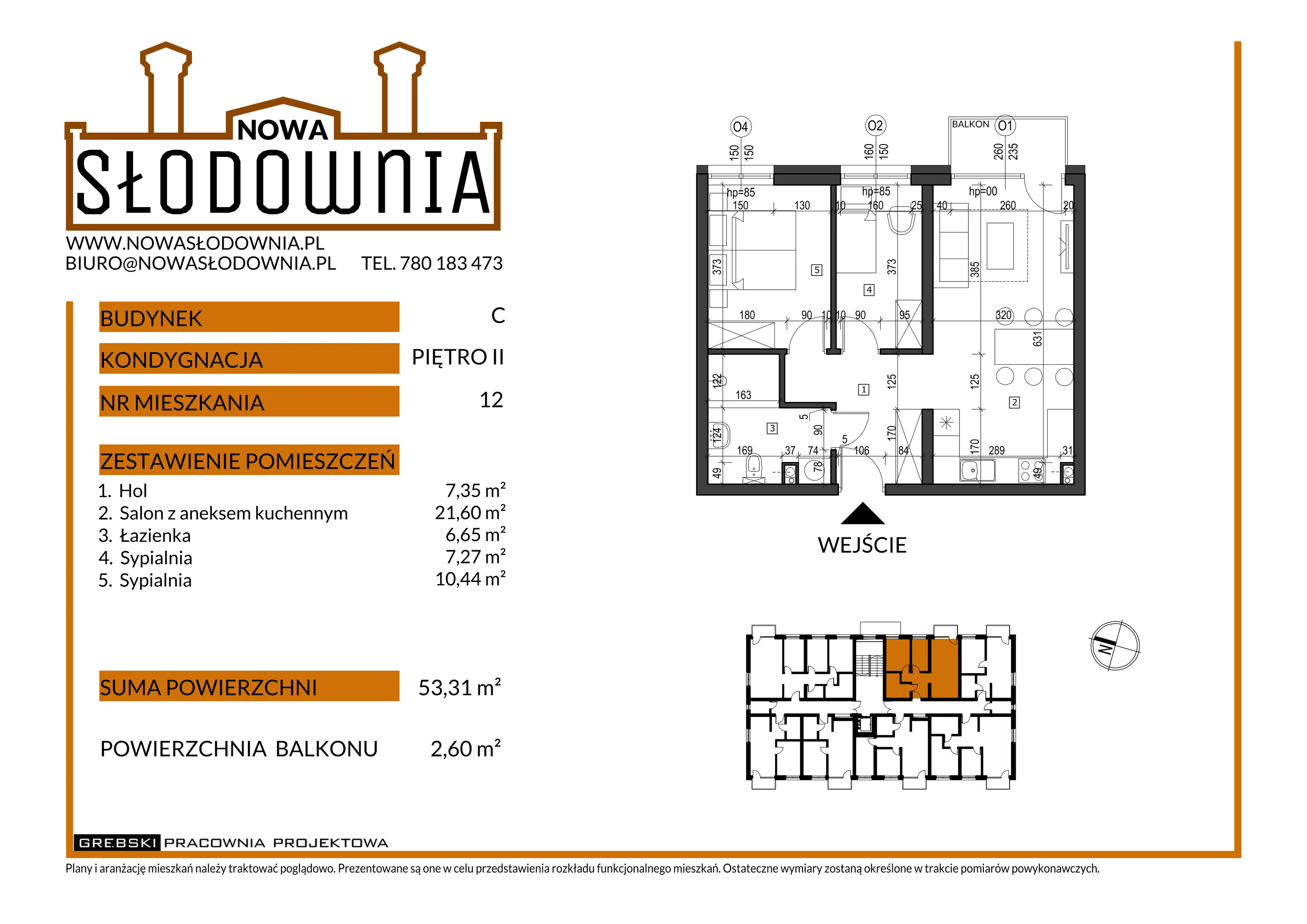 3 pokoje, mieszkanie 53,31 m², piętro 2, oferta nr CM12, Nowa Słodownia, Nysa, ul. Słowiańska 18