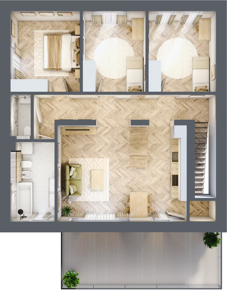 4 pokoje, apartament 98,36 m², piętro 1, oferta nr A/II, Apartamenty Lawendowa, Tychy, Wartogłowiec, ul. Lawendowa