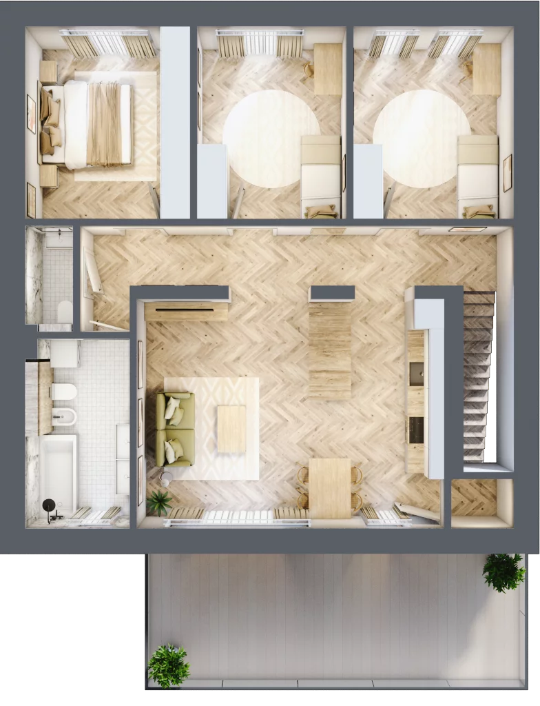4 pokoje, apartament 98,36 m², piętro 1, oferta nr F/II, Apartamenty Lawendowa, Tychy, Wartogłowiec, ul. Lawendowa