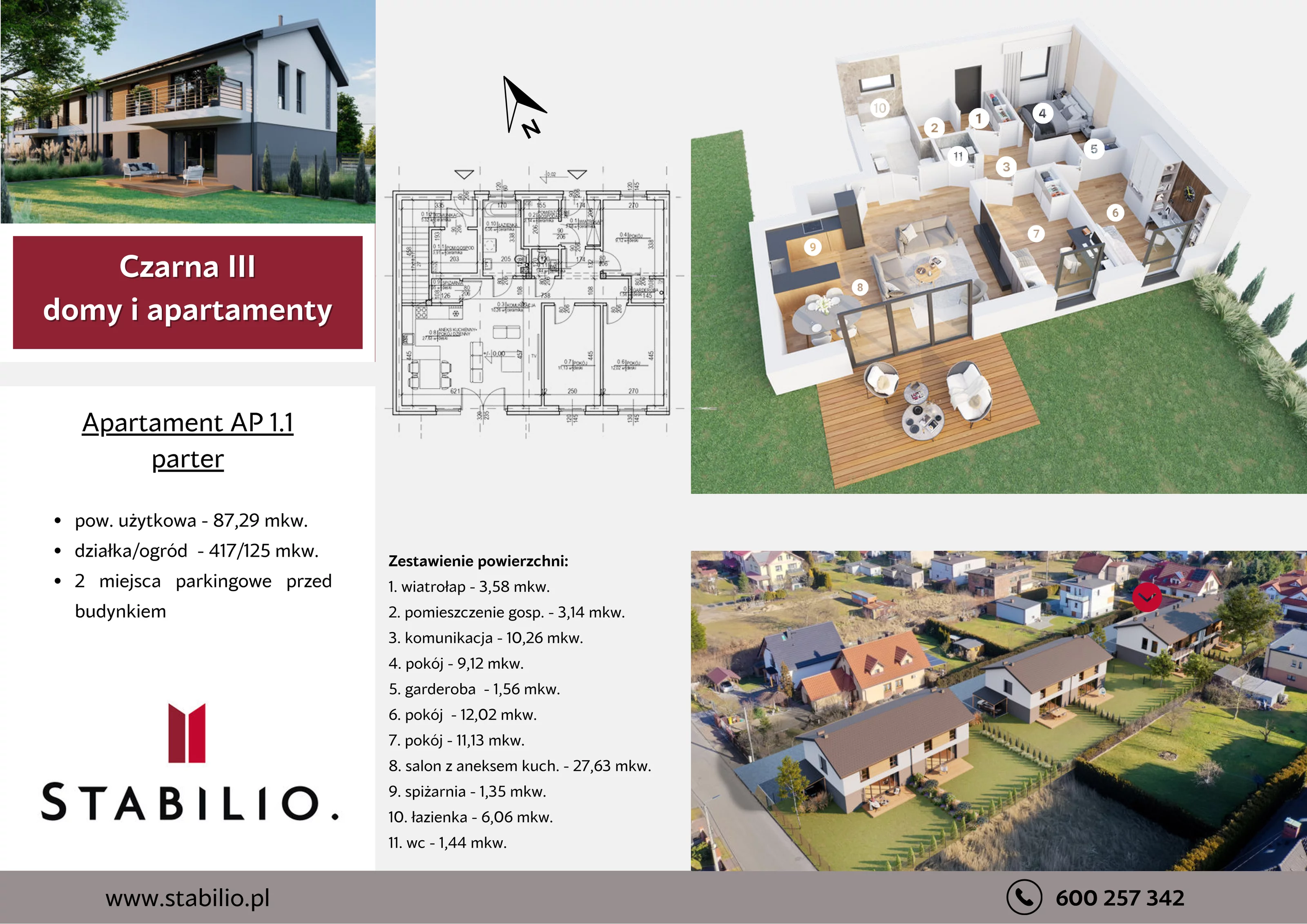 4 pokoje, apartament 87,29 m², parter, oferta nr 1/1, Czarna III, Tychy, Zwierzyniec, ul. Czarna