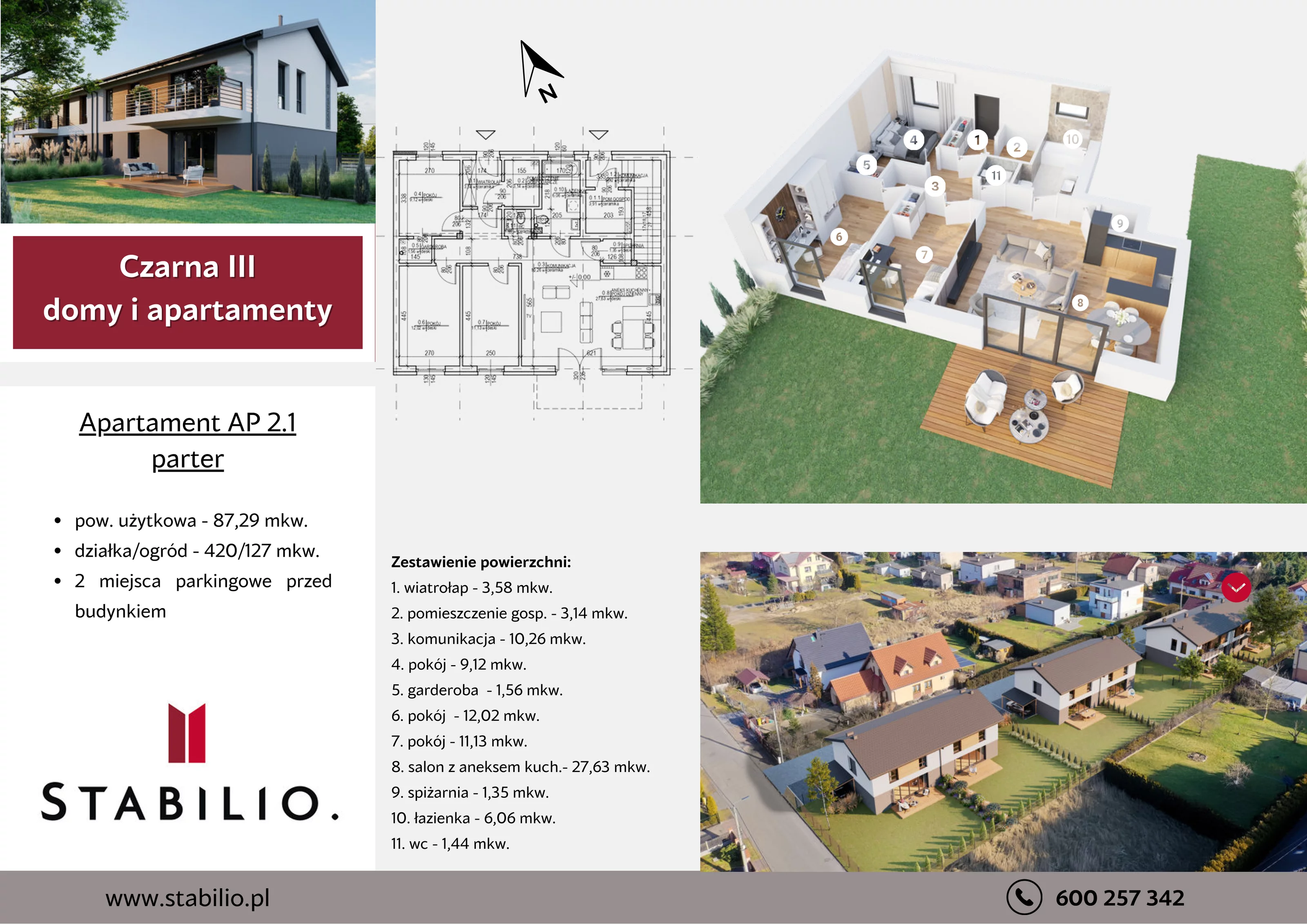 4 pokoje, apartament 87,29 m², parter, oferta nr 2/1, Czarna III, Tychy, Zwierzyniec, ul. Czarna