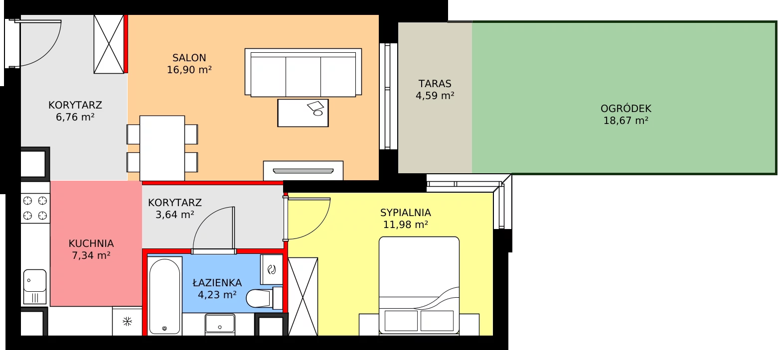 Zalety apartamentu 50.85 m², M4