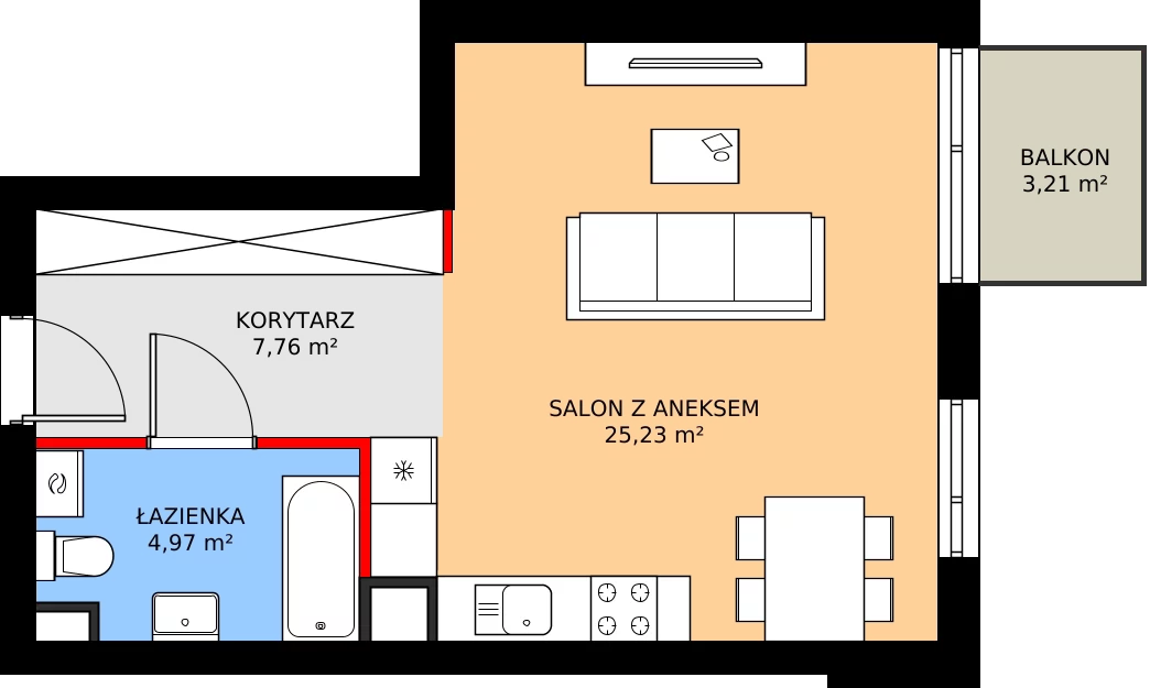 Zalety mieszkania 37.96 m², M7