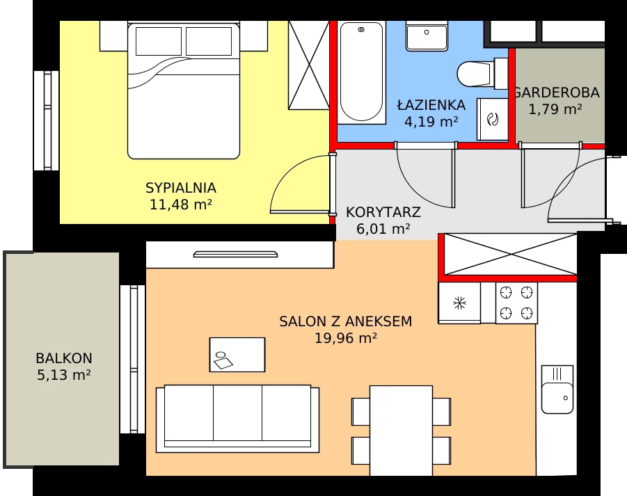 Zalety mieszkania 43.43 m², M29