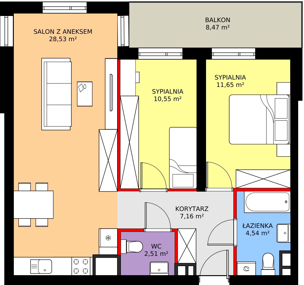 Zalety mieszkania 64.94 m², M13