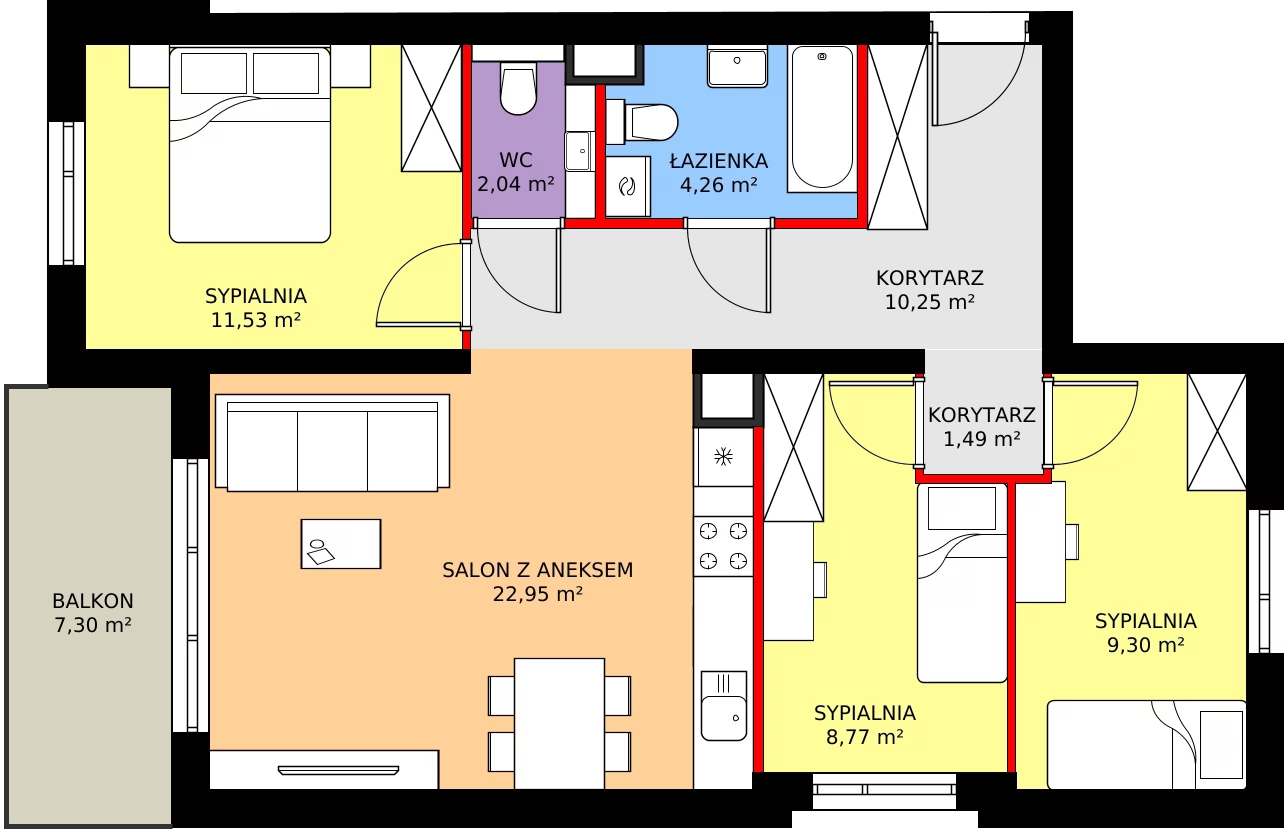 Zalety mieszkania 70.59 m², M28