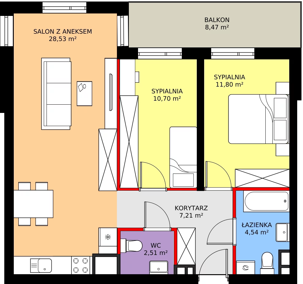Zalety mieszkania 65.29 m², M22