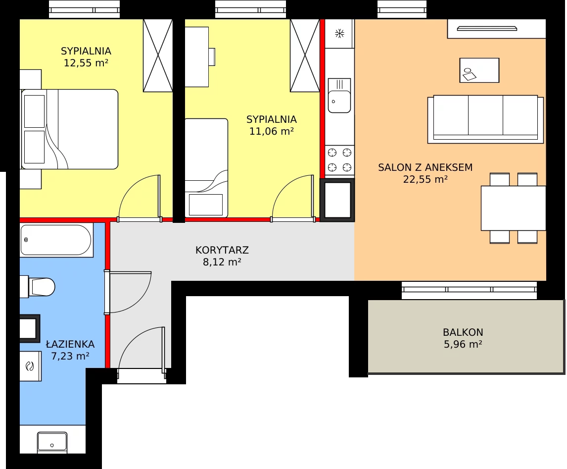 Zalety mieszkania 61.51 m², M5