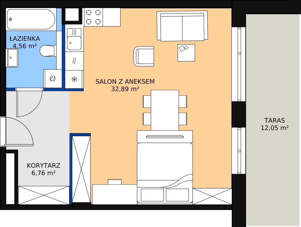 Zalety mieszkania 44.21 m², 0A1
