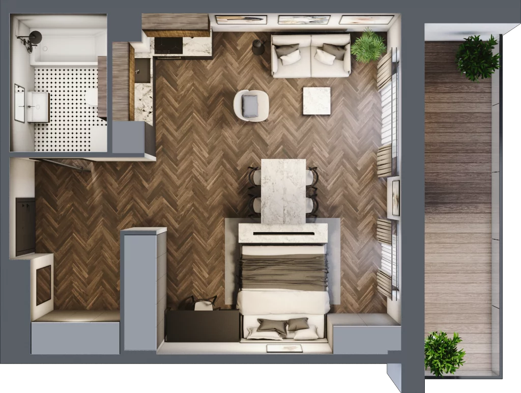 1 pokój, apartament 44,21 m², parter, oferta nr 0A1, Zdrojowa Park, Busko-Zdrój, ul. Prof. W. Grotta