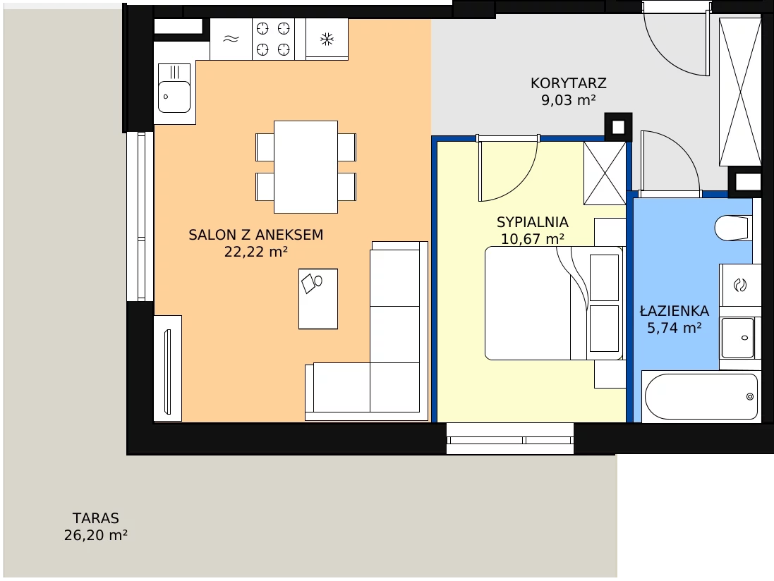 Zalety apartamentu 47.66 m², 0M2