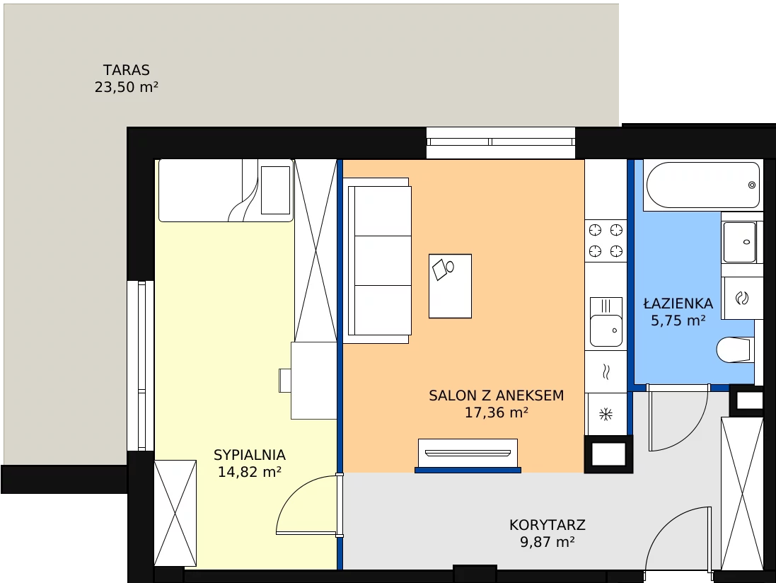 Zalety mieszkania 47.8 m², 0M7