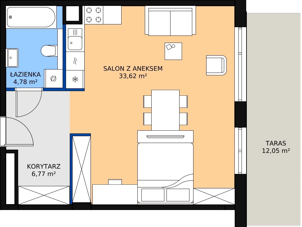 Zalety mieszkania 45.17 m², 1A1