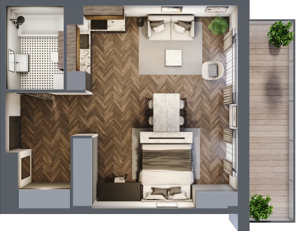 1 pokój, mieszkanie 45,17 m², piętro 1, oferta nr 1A1, Zdrojowa Park, Busko-Zdrój, ul. Prof. W. Grotta