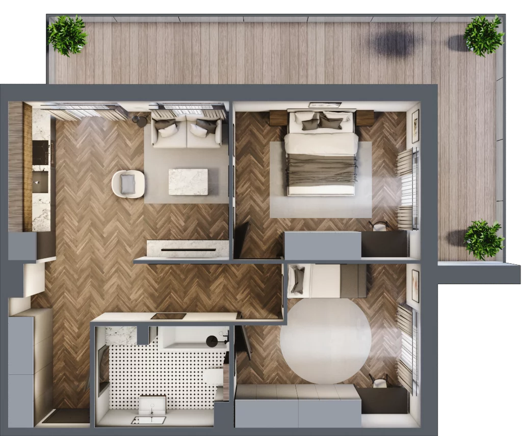 3 pokoje, mieszkanie 58,48 m², piętro 1, oferta nr 1M1, Zdrojowa Park, Busko-Zdrój, ul. Prof. W. Grotta