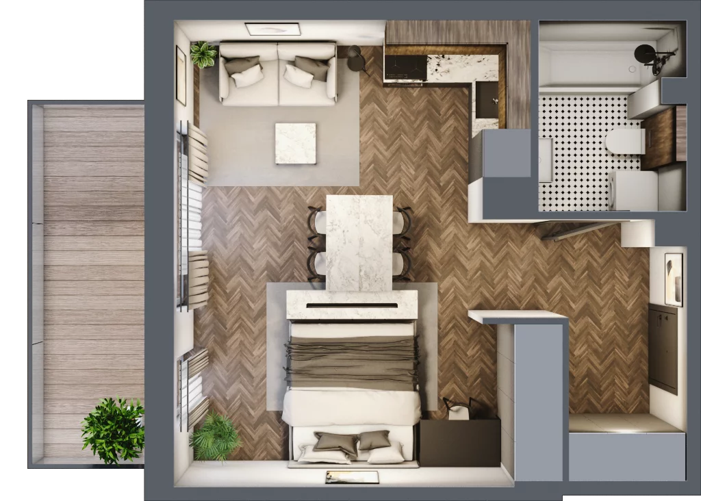 1 pokój, mieszkanie 35,27 m², piętro 1, oferta nr 1M3, Zdrojowa Park, Busko-Zdrój, ul. Prof. W. Grotta