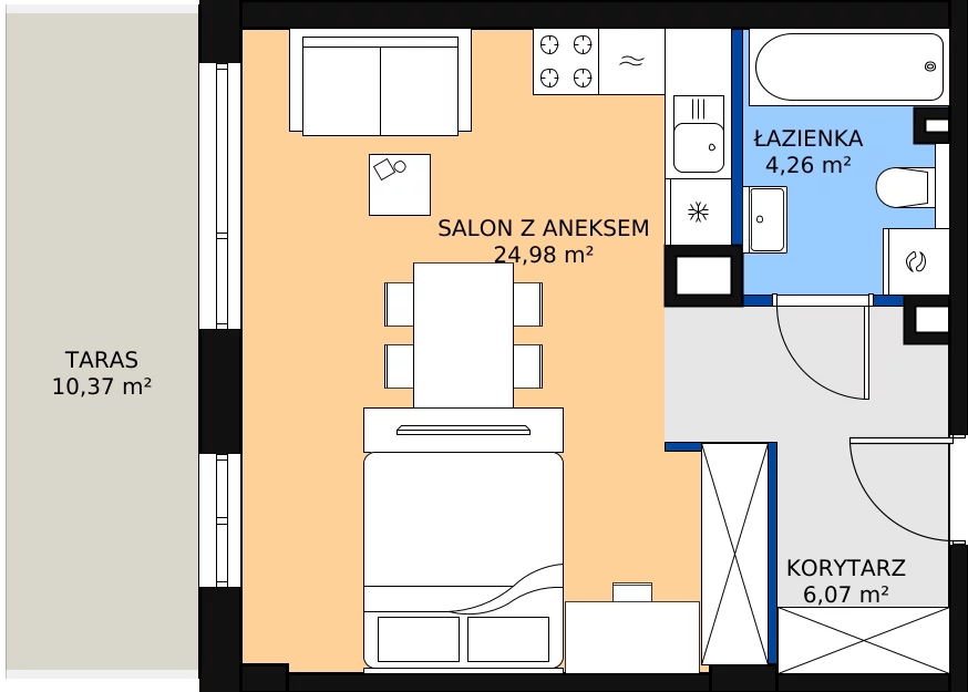 Zalety mieszkania 35.31 m², 1M5