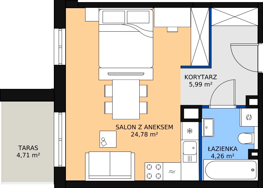 Zalety mieszkania 35.03 m², 1M6