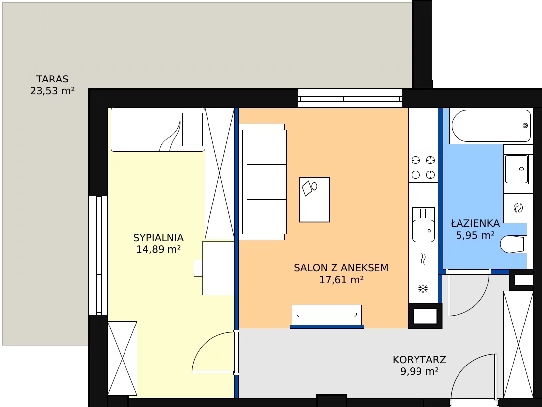 Zalety mieszkania 48.44 m², 1M7