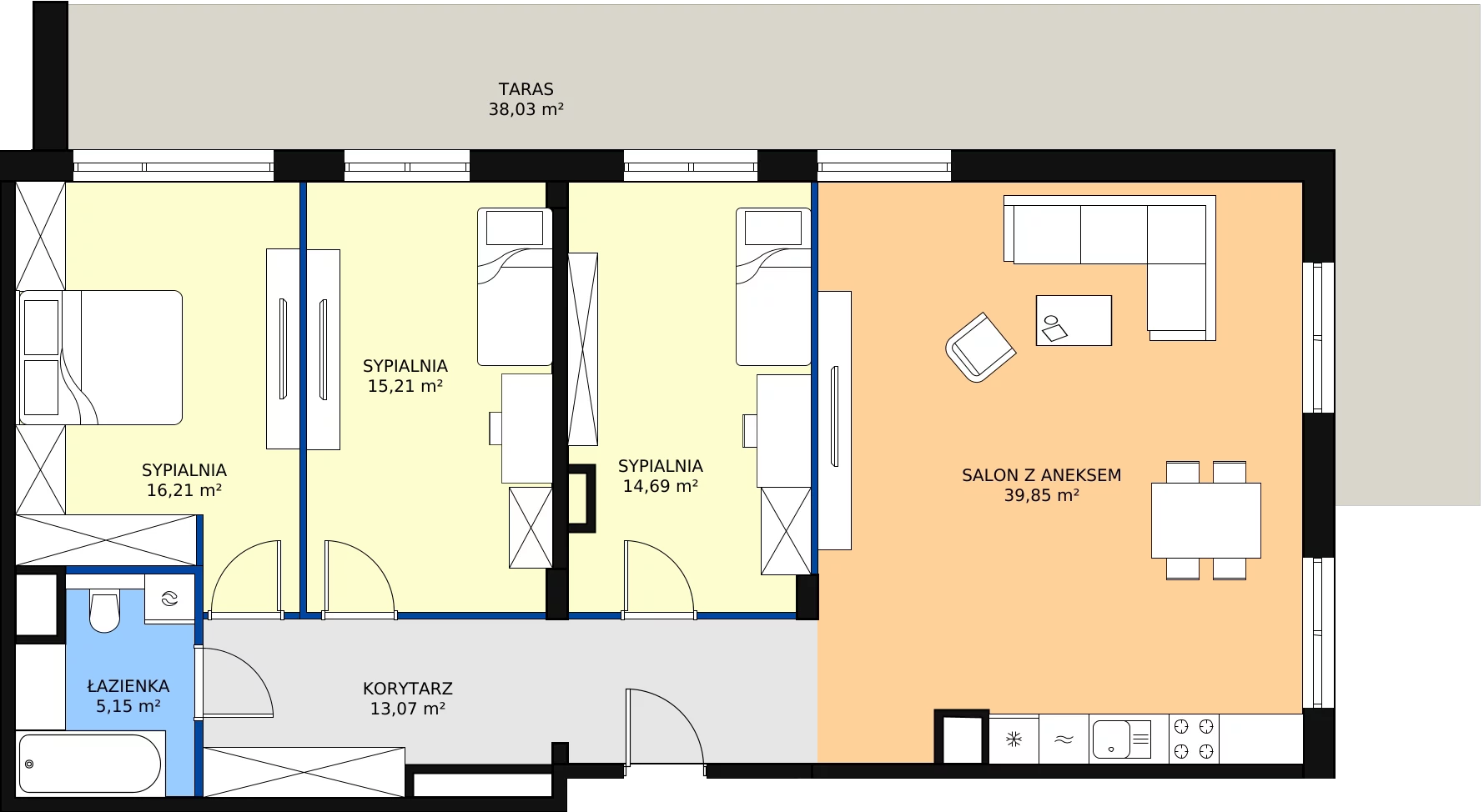 Zalety mieszkania 104.18 m², 2M1