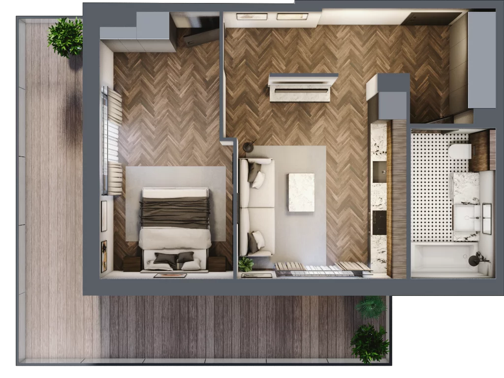 2 pokoje, mieszkanie 48,01 m², piętro 2, oferta nr 2M2, Zdrojowa Park, Busko-Zdrój, ul. Prof. W. Grotta