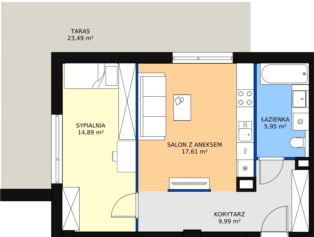 Zalety mieszkania 48.44 m², 2M7