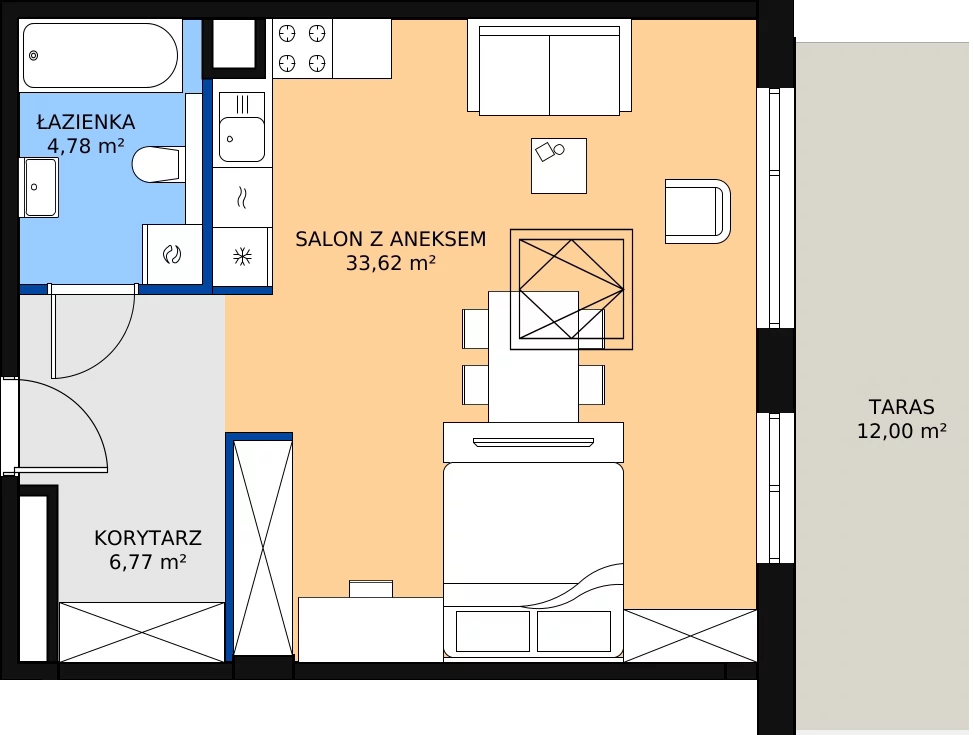 Zalety mieszkania 45.17 m², 3M1