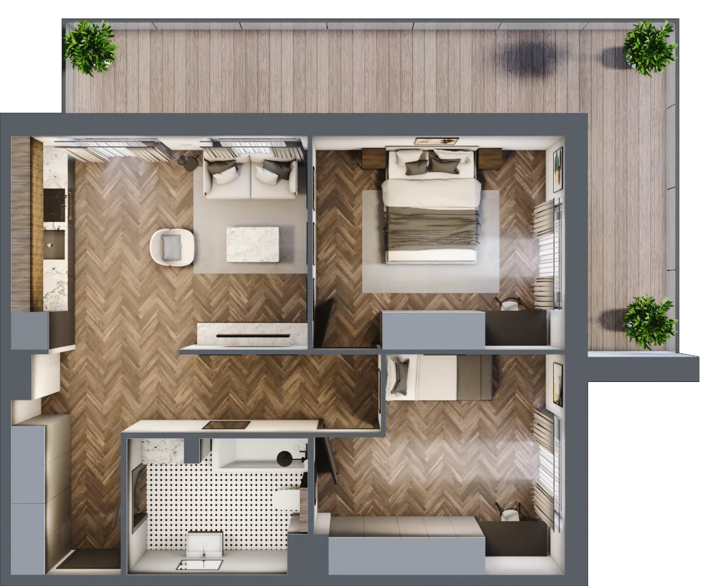 3 pokoje, mieszkanie 58,31 m², piętro 3, oferta nr 3M2, Zdrojowa Park, Busko-Zdrój, ul. Prof. W. Grotta
