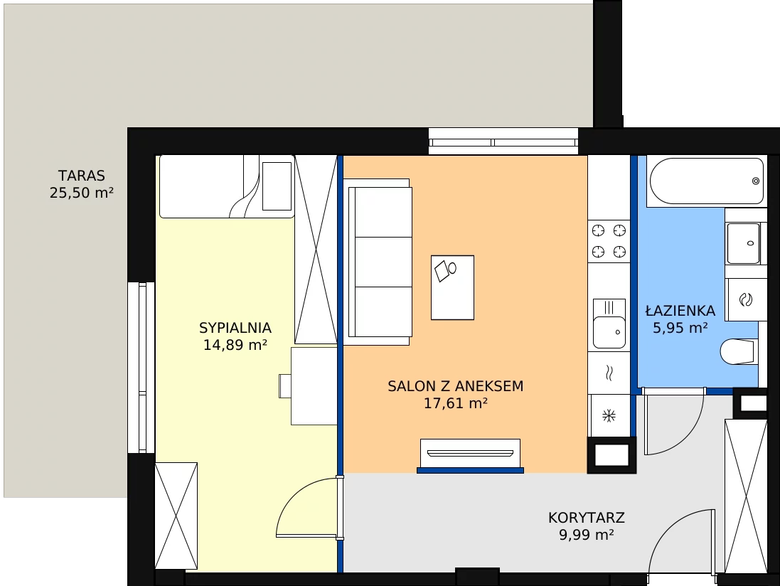 Zalety mieszkania 48.44 m², 3M8
