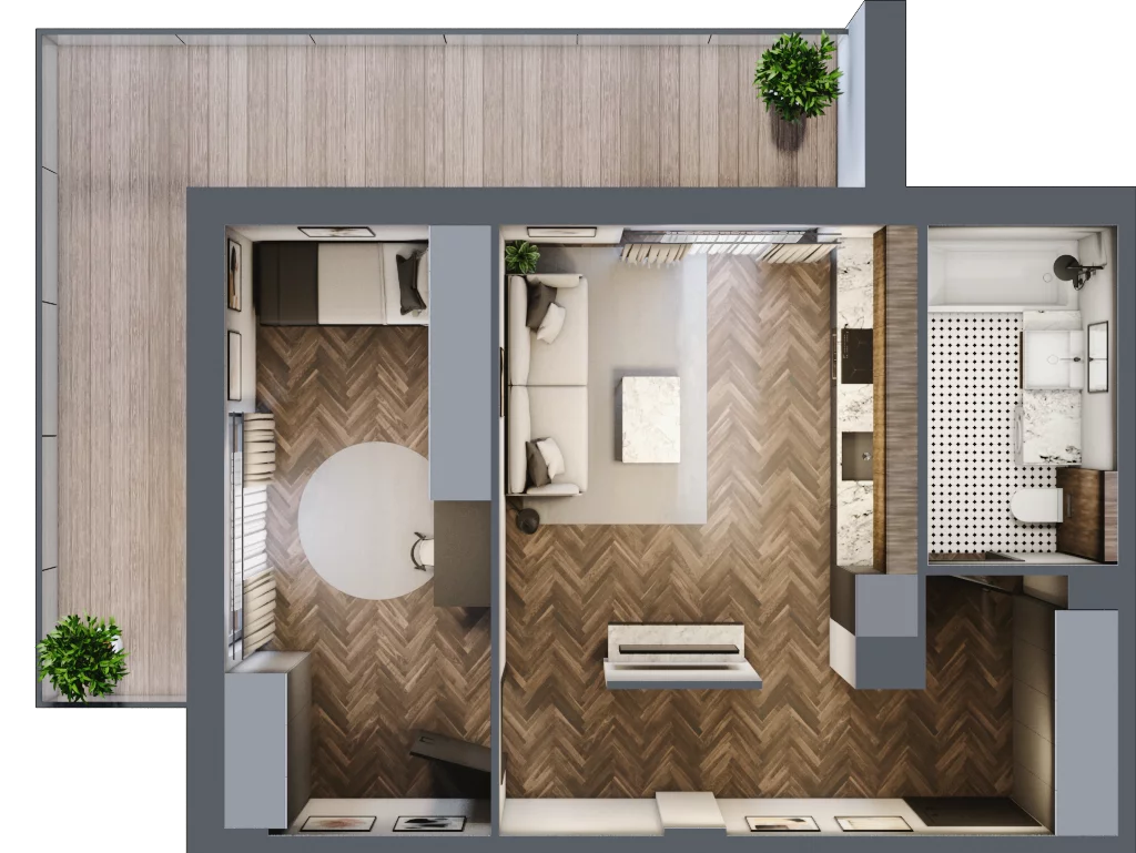 2 pokoje, mieszkanie 48,44 m², piętro 3, oferta nr 3M8, Zdrojowa Park, Busko-Zdrój, ul. Prof. W. Grotta