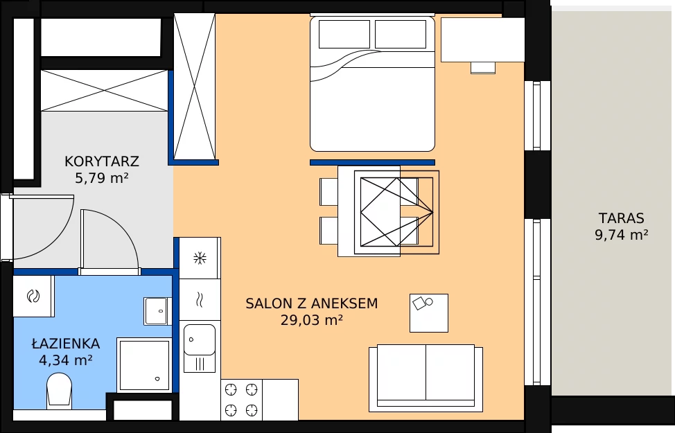 Zalety apartamentu 39.16 m², 3M10