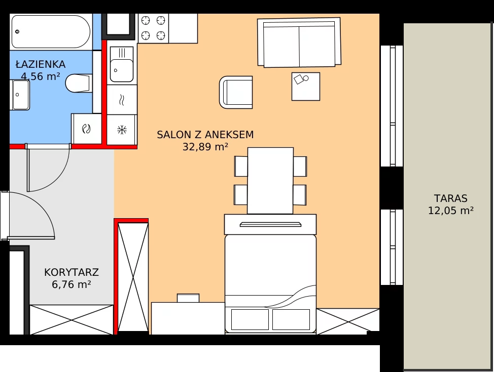 1 pokój, mieszkanie 44,21 m², parter, oferta nr 0A1, Zdrojowa Park, Busko-Zdrój, ul. Prof. W. Grotta