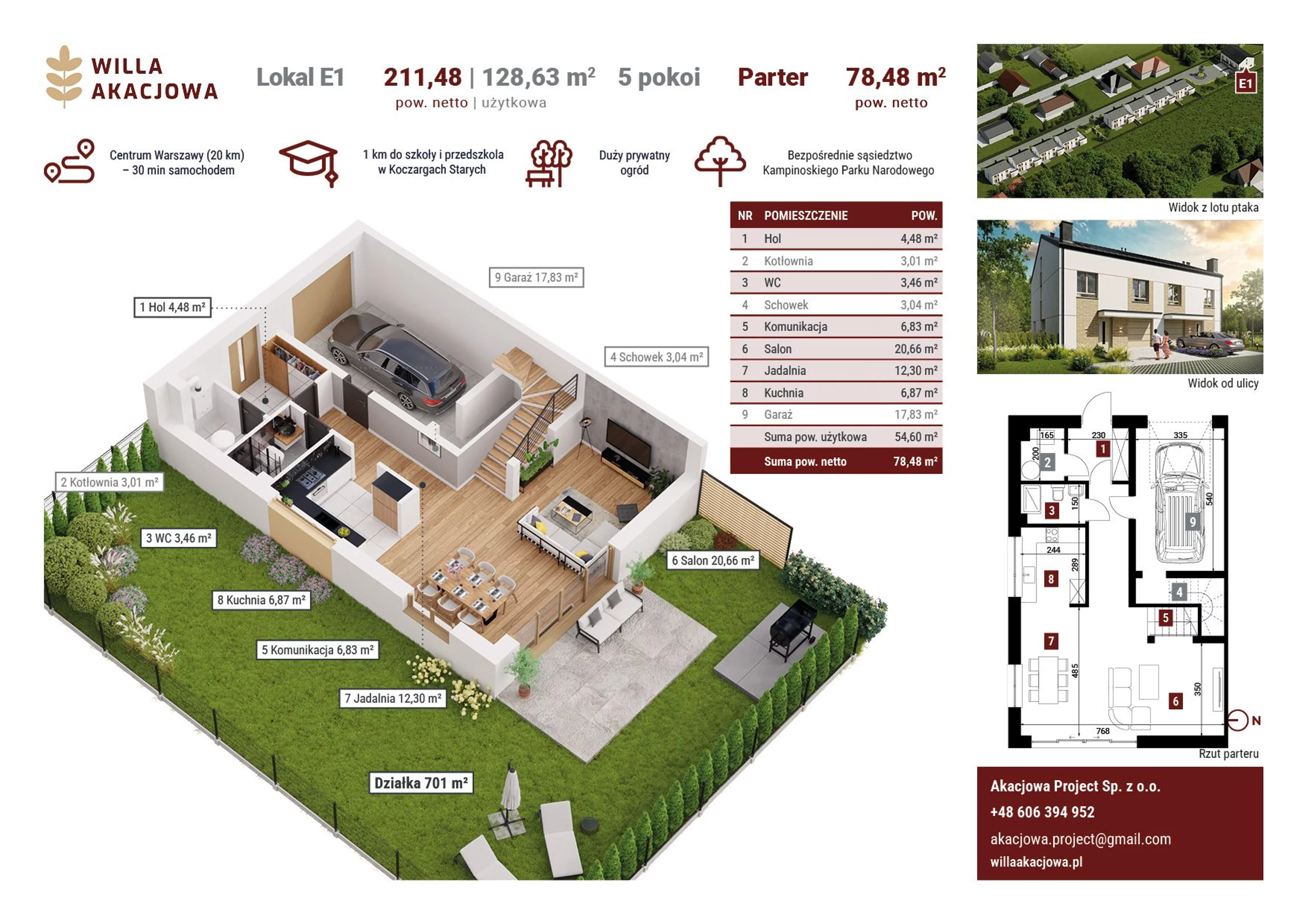 Dom 128,63 m², oferta nr E1, Willa Akacjowa, Koczargi Stare, ul. Akacjowa