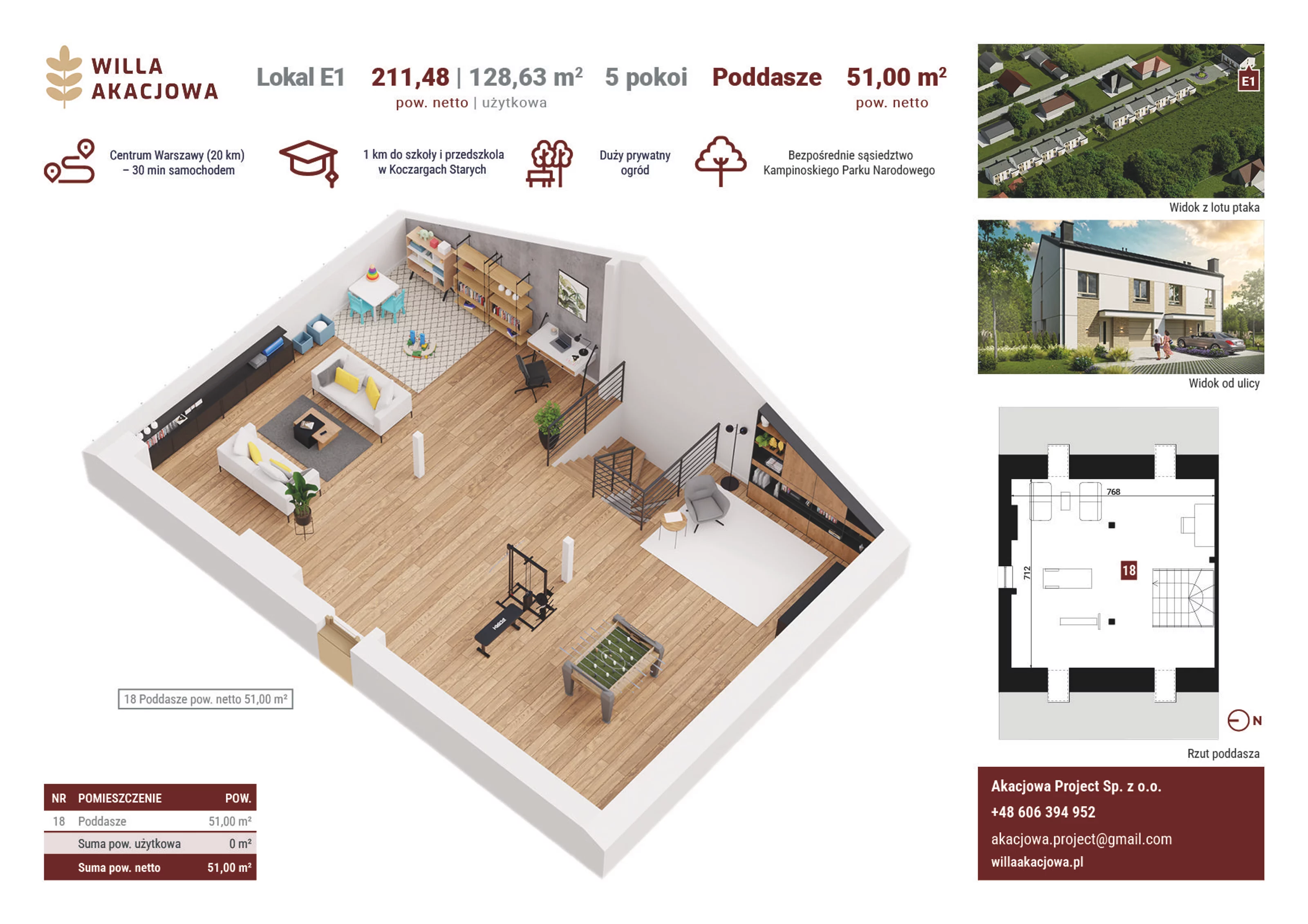 Dom 128,63 m², oferta nr E1, Willa Akacjowa, Koczargi Stare, ul. Akacjowa