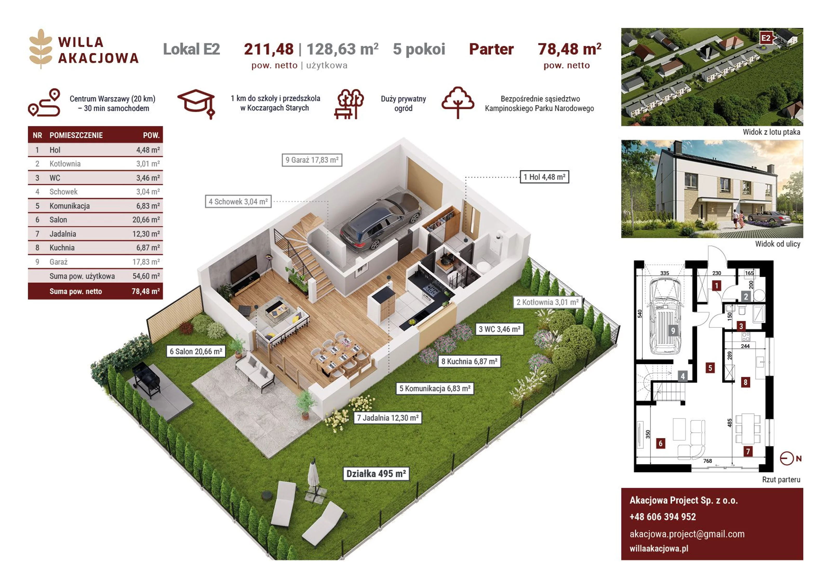 Dom 128,63 m², oferta nr E2, Willa Akacjowa, Koczargi Stare, ul. Akacjowa