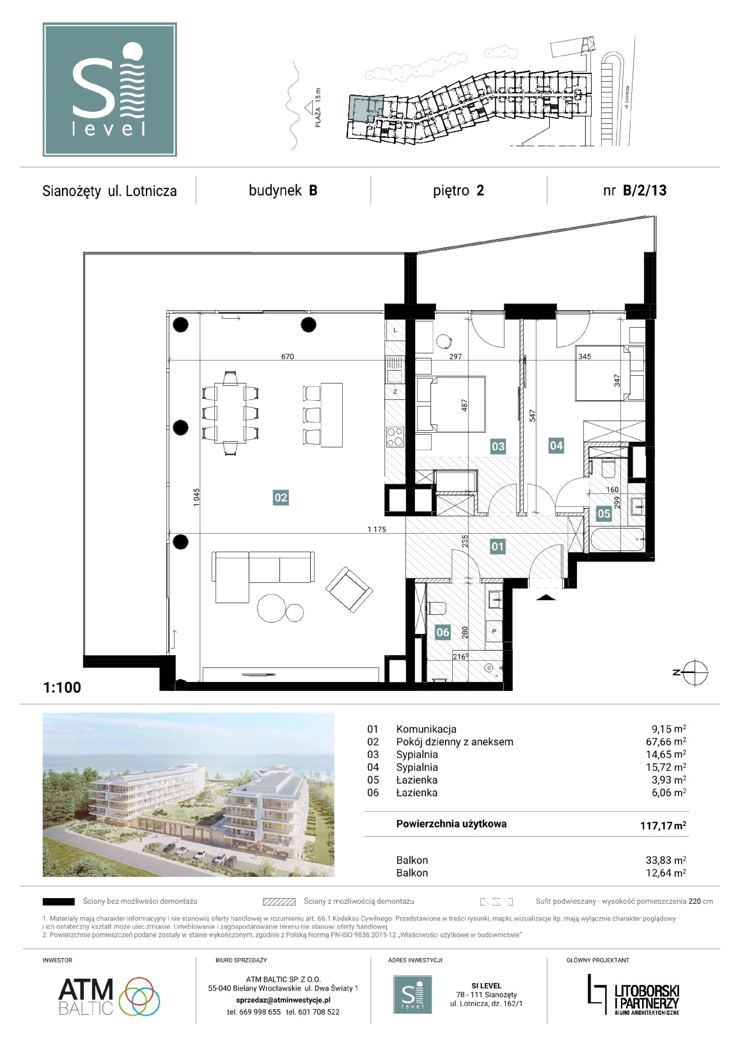3 pokoje, apartament 117,17 m², piętro 2, oferta nr B/2/13, Silevel, Sianożęty, ul. Lotnicza