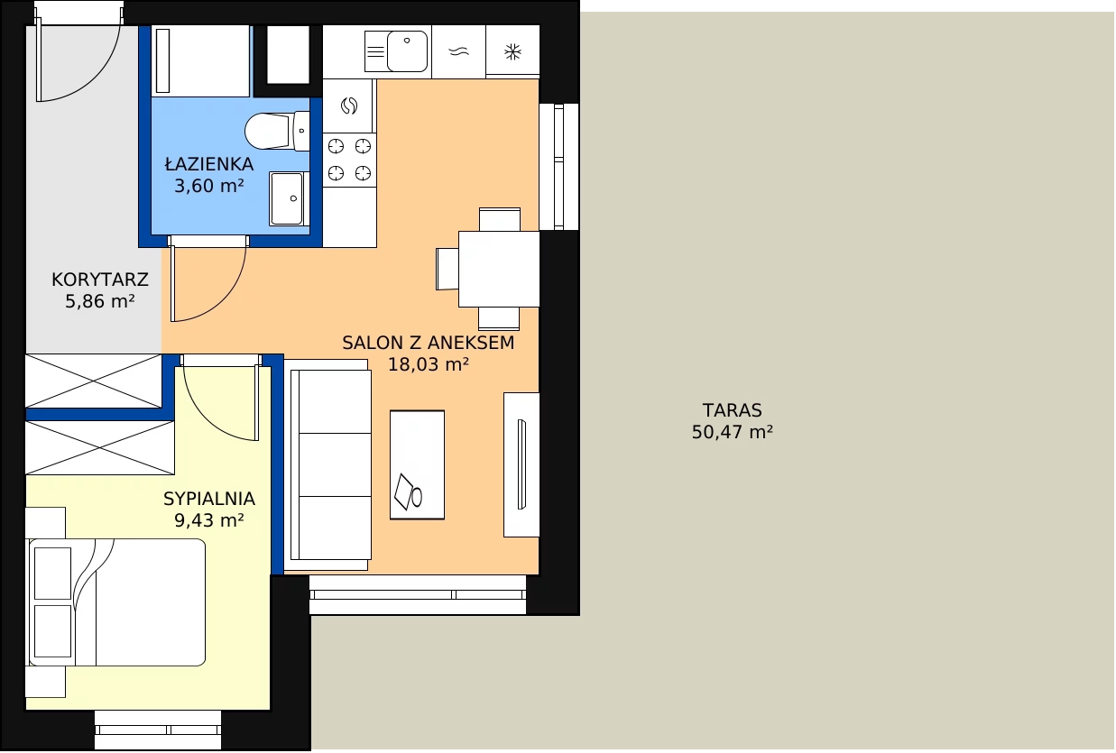 Zalety mieszkania 37.36 m², B1.0/2