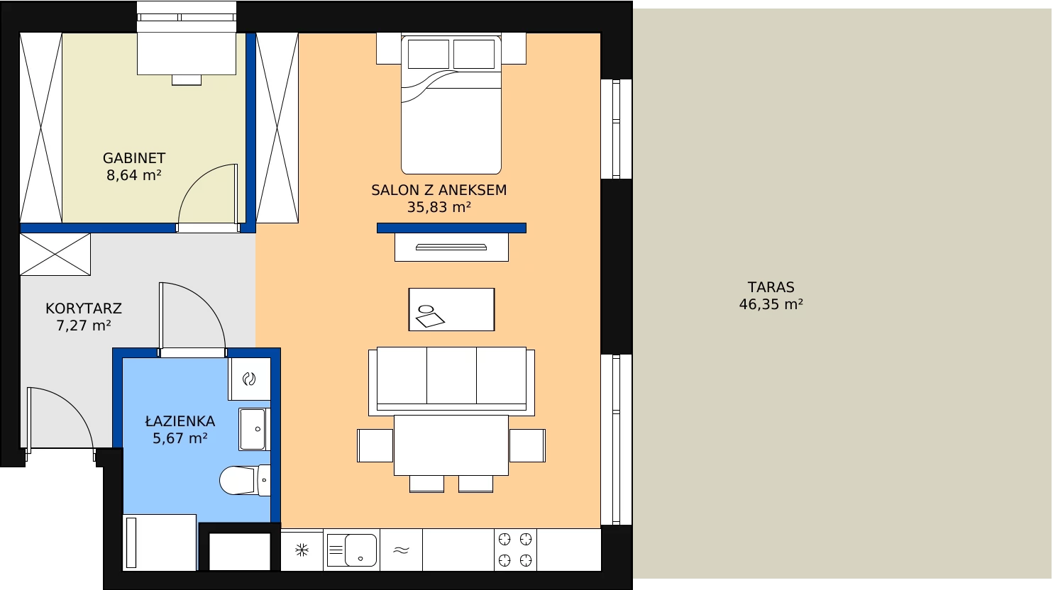 Zalety mieszkania 58.21 m², B2.0/1