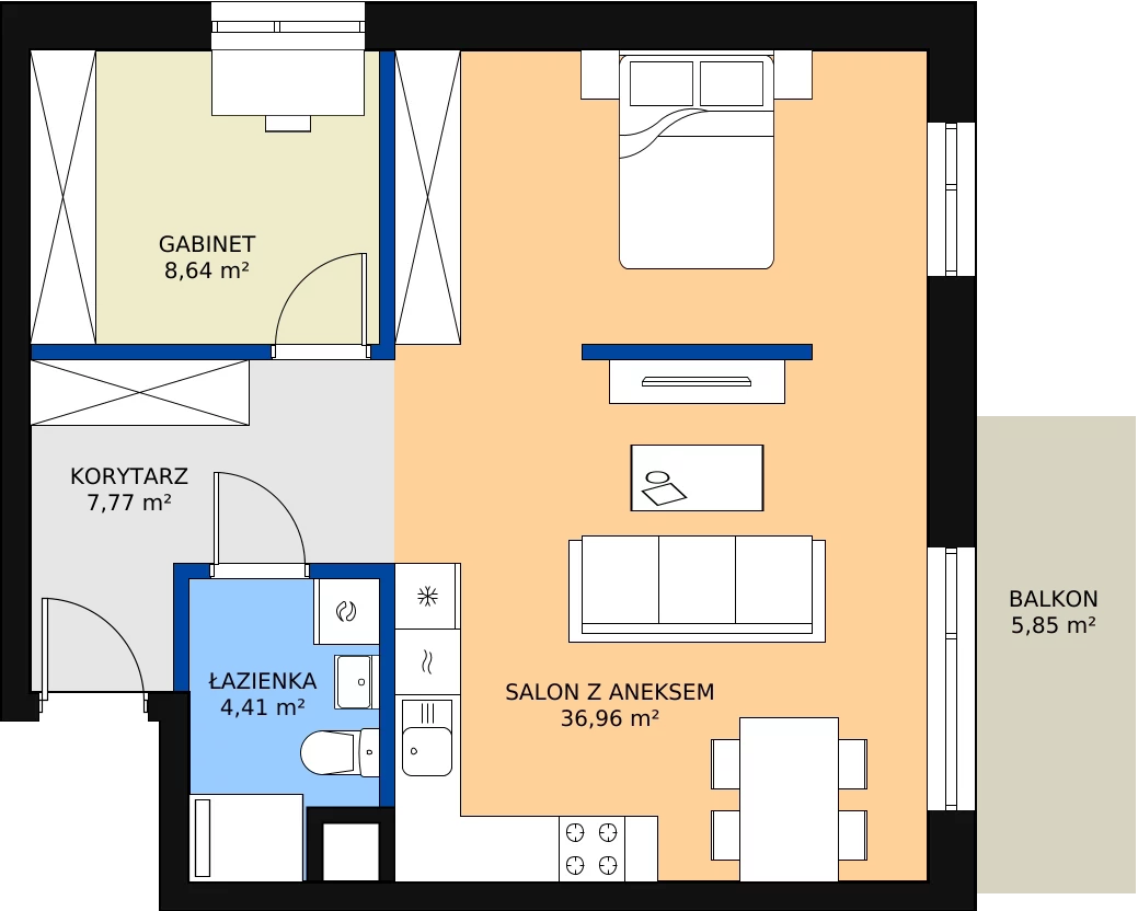 Zalety mieszkania 57.81 m², B2.1/7
