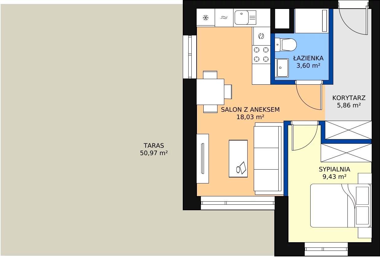 Zalety mieszkania 37.55 m², B3.0/5